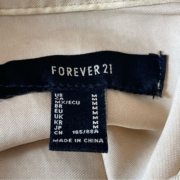 Forever 21 Cropped Drawstring Twill Jacket Size M Button Front Light Yellow - Picture 10 of 11